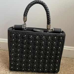 Black top handle bag